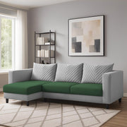 Mikasa 4 Seater LHS L Shape Sofa Set for Living Room (Green Grey Fabric) Premium Fabric Sofa Set for Living Room