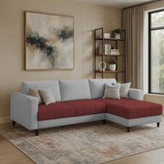 Oslo 4 Seater RHS L Shape Sofa Set for Living Room (Maroon Grey Fabric) Premium Fabric Sofa Set for Living Room