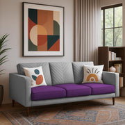 Mikasa 3 Seater Sofa Set for Living Room (Purple Grey Colour Fabric) Premium Fabric Sofa