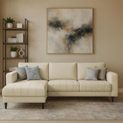 Oslo 4 Seater LHS L Shape Sofa Set for Living Room (Cream Fabric) Premium Fabric Sofa Set for Living Room