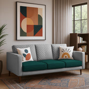 Casaliving Mikasa 3 Seater Sofa Set for Living Room (Black Colour Fabric) Premium Fabric Sofa