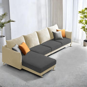 Casaliving Stanly LHS 6 Seater L Shape Sofa Set for Living Room (Black Fabric)