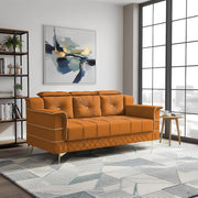 Julio 3 Seater Sofa Set for Living Room (Orange Colour Fabric) Premium Fabric Sofa