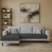 Oslo 4 Seater LHS L Shape Sofa Set for Living Room (Black Grey Fabric) Premium Fabric Sofa Set for Living Room