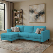 Oslo 4 Seater LHS L Shape Sofa Set for Living Room (Turquise Fabric) Premium Fabric Sofa Set for Living Room
