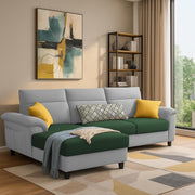 Casaliving Seams LHS 4 Seater L Shape Sofa for Living Room (Black Fabric) Premium Fabric Sofa