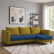 Mikasa 4 Seater RHS L Shape Sofa Set for Living Room (Blue Yellow Fabric) Premium Fabric Sofa Set for Living Room