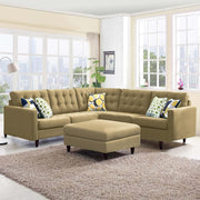 Adonway 6 Seater L Shape Sofa Set with Center Table for Living Room (Cream) Premium Fabric Sofa