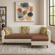 Casaliving Premium Lifestyle Fabric 4 Seater L Shape Sofa Set 3 Seater Modern Sofa Set & Ottoman for Living Room (Black Color)