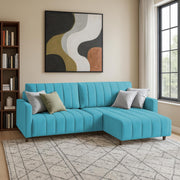 Netlie 4 Seater RHS L Shape Sofa Set for Living Room (Turquise Fabric) Premium Fabric Sofa Set for Living Room