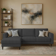 Oslo 4 Seater LHS L Shape Sofa Set for Living Room (Black Fabric) Premium Fabric Sofa Set for Living Room