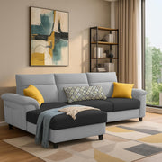 Casaliving Seams LHS 4 Seater L Shape Sofa for Living Room (Black Fabric) Premium Fabric Sofa