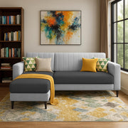 Casaliving Moris RHS 4 Seater L Shape Sofa Set for Living Room (Black) Premium Fabric Sofa Set for Living Room