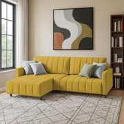 Netlie 4 Seater LHS L Shape Sofa Set for Living Room (Yellow Fabric) Premium Fabric Sofa Set for Living Room