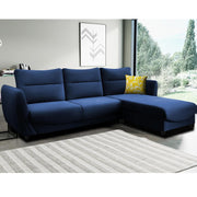 Stella RHS 4 Seater L Shape Sofa Set for Living Room (Blue) Premium Velvet Fabric Sofa