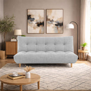 Drantly 3 Seater Sofa Cum Bed for Living Room (Grey Fabric Color) Premium Suede Velvet Fabric Sofa Cum Bed for Living Room