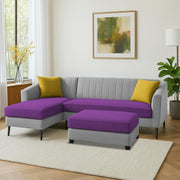 Neyami LHS 4 Seater with Ottoman L Shape Sofa Set for Living Room (Purple Grey) Premium Fabric Sofa Set