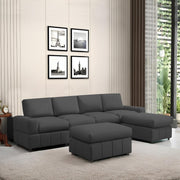 Rone 6 Seater L-Shaped & U-Shaped Sofas Set for Living Room – (Black Colour Fabric) Premium Comfort Sofa