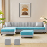 Garcia RHS 8 Seater L Shape Sofa Set with Ottoman & 2 Puffy for Living Room (Dark Grey) Premium Fabric Sofa Set