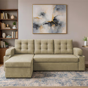 Grance LHS 4 Seater Corner Sofa Cum Bed for Living Room (Black Fabric) Premium Fabric Sofa