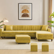 Casaliving Garcia 8 Seater RHS L Shape Sofa Set with Ottoman & 2 Puffy for Living Room (Grey Colour Fabric) Premium Fabric Sofa