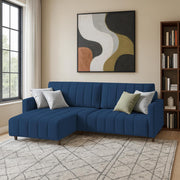 Netlie 4 Seater LHS L Shape Sofa Set for Living Room (Blue Fabric) Premium Fabric Sofa Set for Living Room