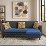 Casaliving Premium Lifestyle Fabric 4 Seater L Shape Sofa Set 3 Seater Modern Sofa Set & Ottoman for Living Room (Black Color)