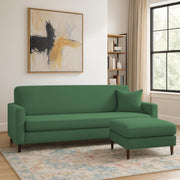 Valkyrie 4 Seater L Shape Convertible Sofa Set for Living Room, 3 Seater & Ottoman Modular Sectional Couch for Small Space (Green Colour) Fabric