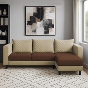 Mikasa 4 Seater RHS L Shape Sofa Set for Living Room (Cream Brown Fabric) Premium Fabric Sofa Set for Living Room