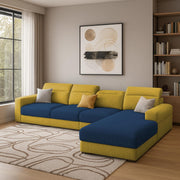 Orion RHS 6 Seater L Shape Sofa Set for Living Room (Blue Yellow Colour) Premium Fabric Sofa
