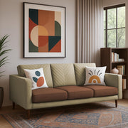 Mikasa 3 Seater Sofa Set for Living Room (Cream Brown Colour Fabric) Premium Fabric Sofa
