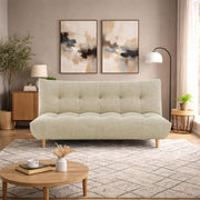 Drantly 3 Seater Sofa Cum Bed for Living Room (Cream Fabric Color) Premium Suede Velvet Fabric Sofa Cum Bed for Living Room