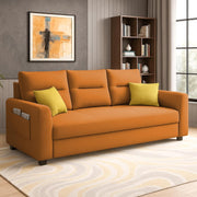 Evona 3 Seater Sofa Set for Living Room (Orange Colour Fabric) Premium Fabric Sofa