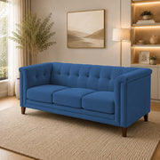 Casaliving Fento 3 Seater Sofa Set for Living Room, 3 Seater (Black) Colour Premium Velvet Fabric Sofa
