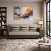 Kaven 3 Seater Sofa Set for Living Room (Yellow Grey Colour Fabric) Premium Fabric Sofa