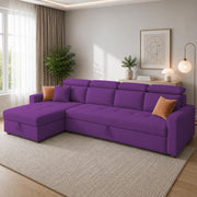 Casaliving Gagnon LHS 4 Seater L Shape Corner Sofa Cum Bed for Living Room with Storage (Black Fabric) Premium Fabric Sofa Cum Bed
