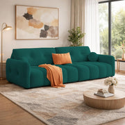Dreamor 3 Seater Sofa Velvet Fabric (Black) with Three Cushions Perfect for |Home Living |Office Room and Guest Room Premium Sofa