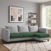 Mikasa 4 Seater RHS L Shape Sofa Set for Living Room (Green Grey Fabric) Premium Fabric Sofa Set for Living Room