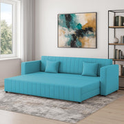 Cameron 3 Seater Sofa Cum Bed for Living Room (Turquise Fabric) Premium Fabric Sofa