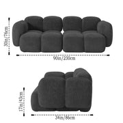 Aveline Modern Premium Boucle Fabric Sofa, Upholstered 3 Seater Sofa Set for Living Room, (Black Colour) Premium Boucle Fabric Sofa
