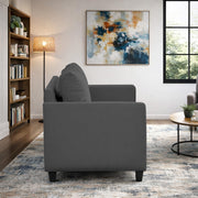 Casaliving Viskafors Upholstered 3 Seater Sofa Set for Living Room (Black Colour Fabric) Premium Fabric Sofa