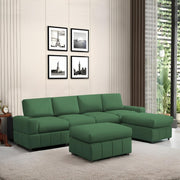 Rone 6 Seater L-Shaped & U-Shaped Sofas Set for Living Room – (Green Colour Fabric) Premium Comfort Sofa