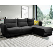 Stella RHS 4 Seater L Shape Sofa Set for Living Room (Black) Premium Velvet Fabric Sofa