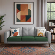 Casaliving Mikasa 3 Seater Sofa Set for Living Room (Black Colour Fabric) Premium Fabric Sofa
