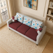 Rolando 3 Seater Sofa Set for Living Room (Maroon Grey Colour) Premium Fabric Sofa Set