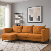 Mikasa 4 Seater LHS L Shape Sofa Set for Living Room (Orange Fabric) Premium Fabric Sofa Set for Living Room