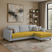 Oslo 4 Seater RHS L Shape Sofa Set for Living Room (Yellow Grey Fabric) Premium Fabric Sofa Set for Living Room