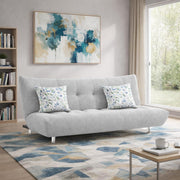 Drantly 3 Seater Sofa Cum Bed for Living Room (Grey Fabric Color) Premium Suede Velvet Fabric Sofa Cum Bed for Living Room