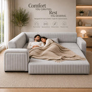 Casaliving Rion 6 Seater L Shape Corner Sofa Cum Bed for Living Room (Black Fabric) Premium Fabric Sofa Cum Bed