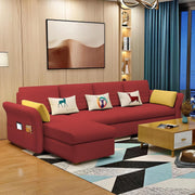 Ventos LHS 6 Seater L Shape Sofa Set for Living Room (Maroon) Premium Velvet Fabric